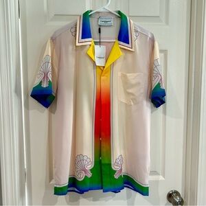 Men Hawaiian Shell Tropical Button Up Shirt Collar Sz 2xl (Runs Small) NEW